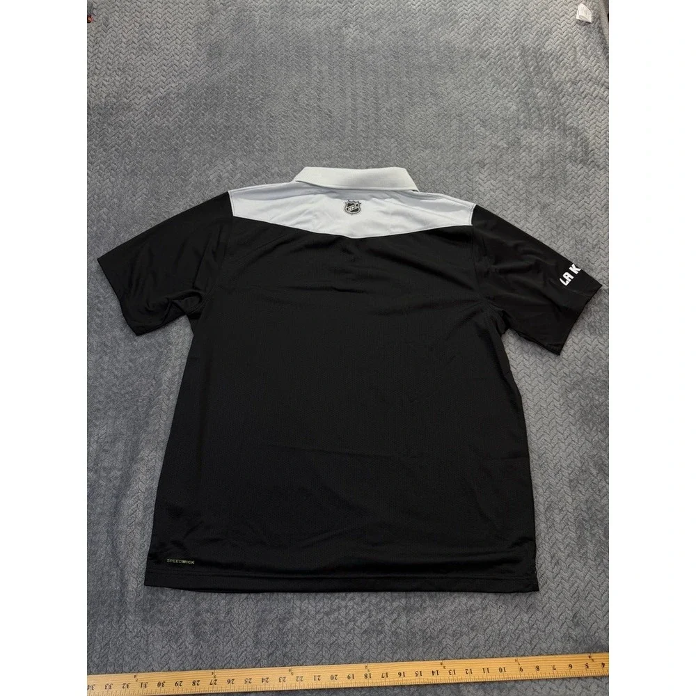 Reebok LA Kings Polo Shirt Mens XL Black Center Ice NHL Hockey 1242A Performance